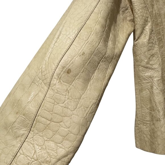 Vintage Comme Toujours Women's 100% Leather Jacket Soft Tan Embossed Size 10 - Picture 6 of 12